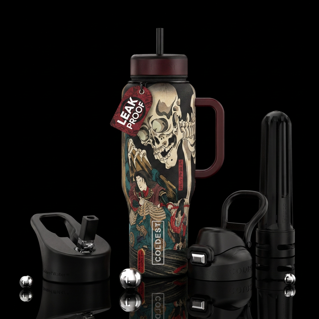 Takiyasha the Witch and the Skeleton Spectre water bottle design