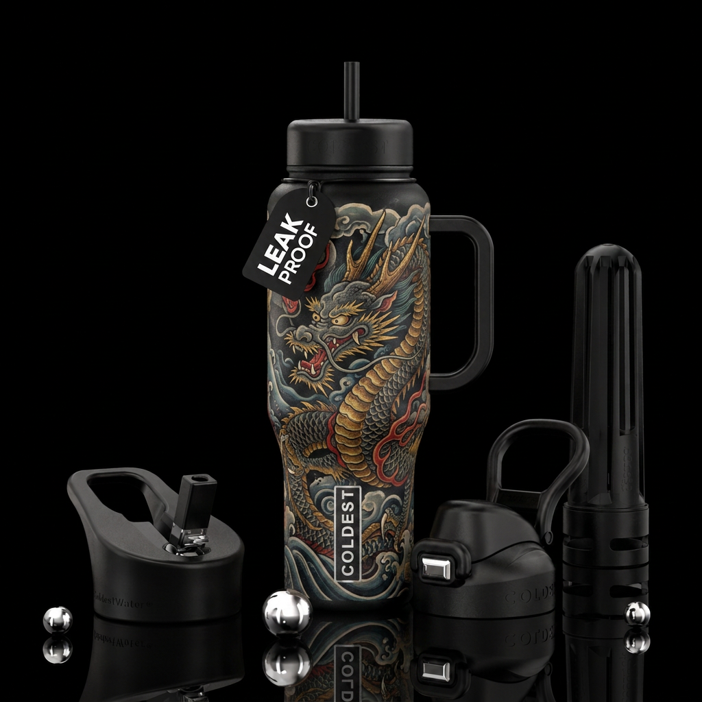 Ukiyo-e Dragon water bottle design