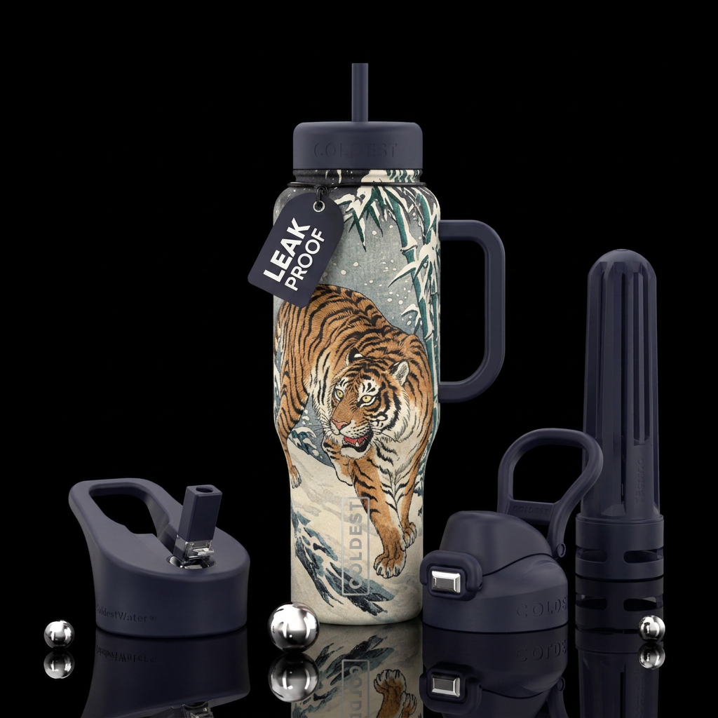 Ukiyo-e Tiger water bottle design