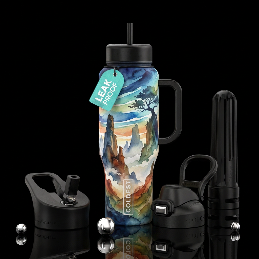 Whimsical Watercolor water bottle design