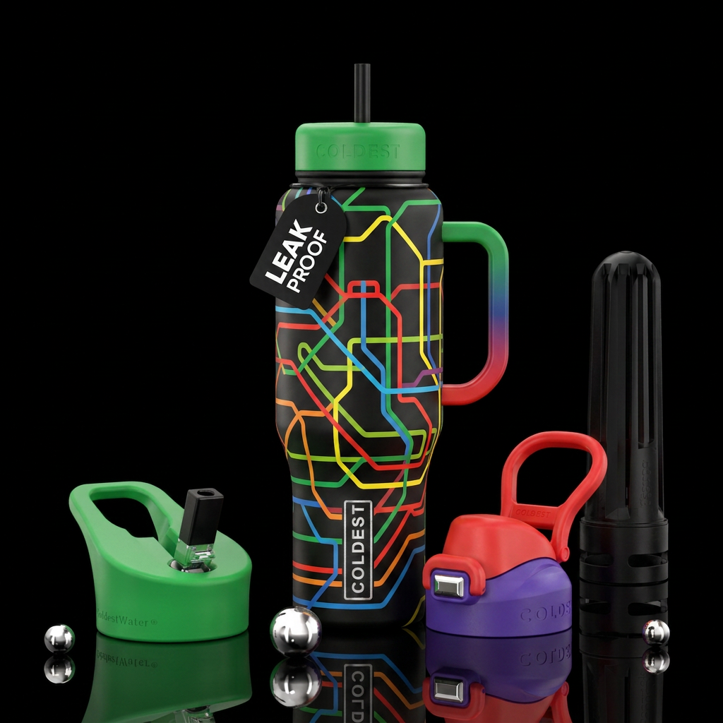 Train Lines water bottle design