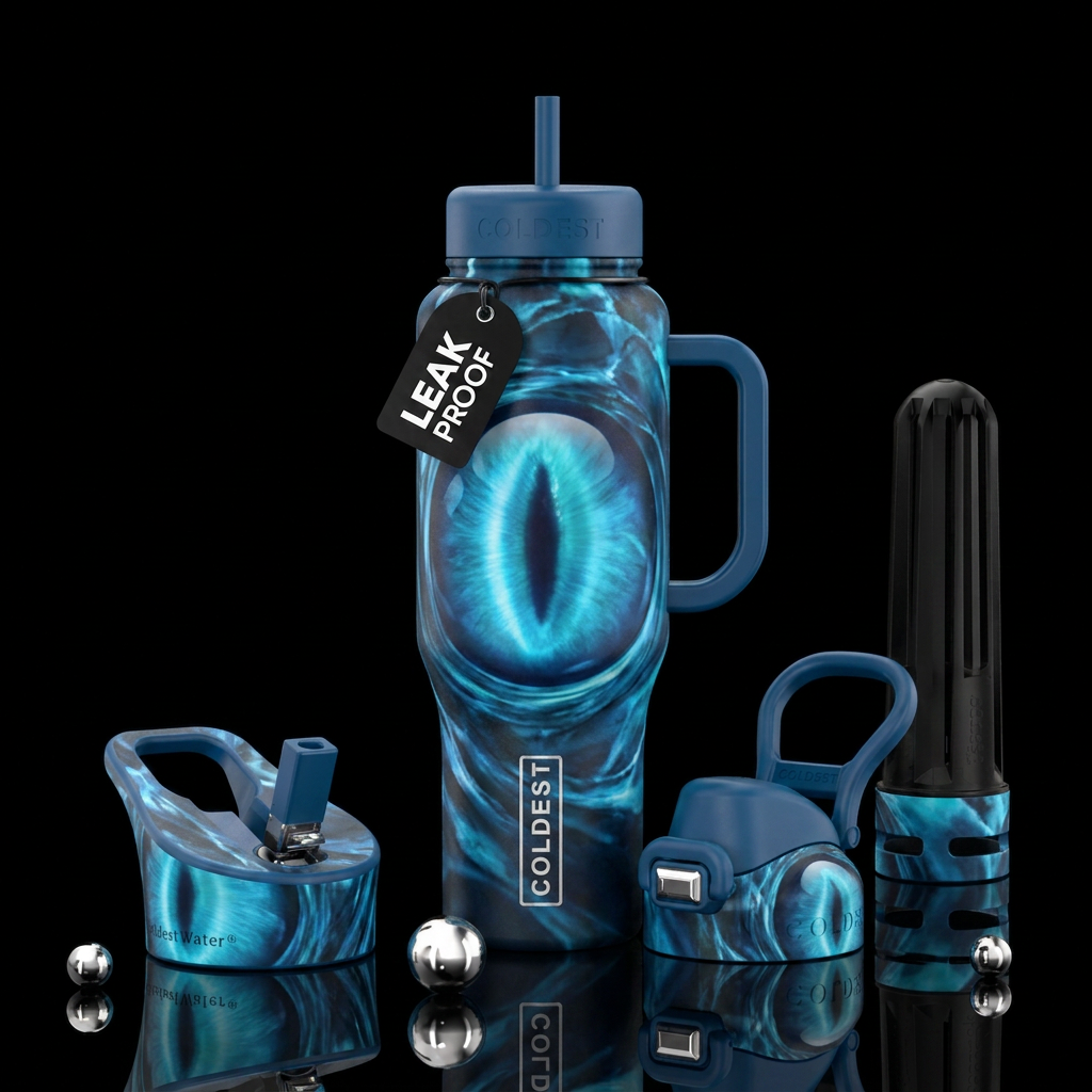 Large cat’s eye marble water bottle design