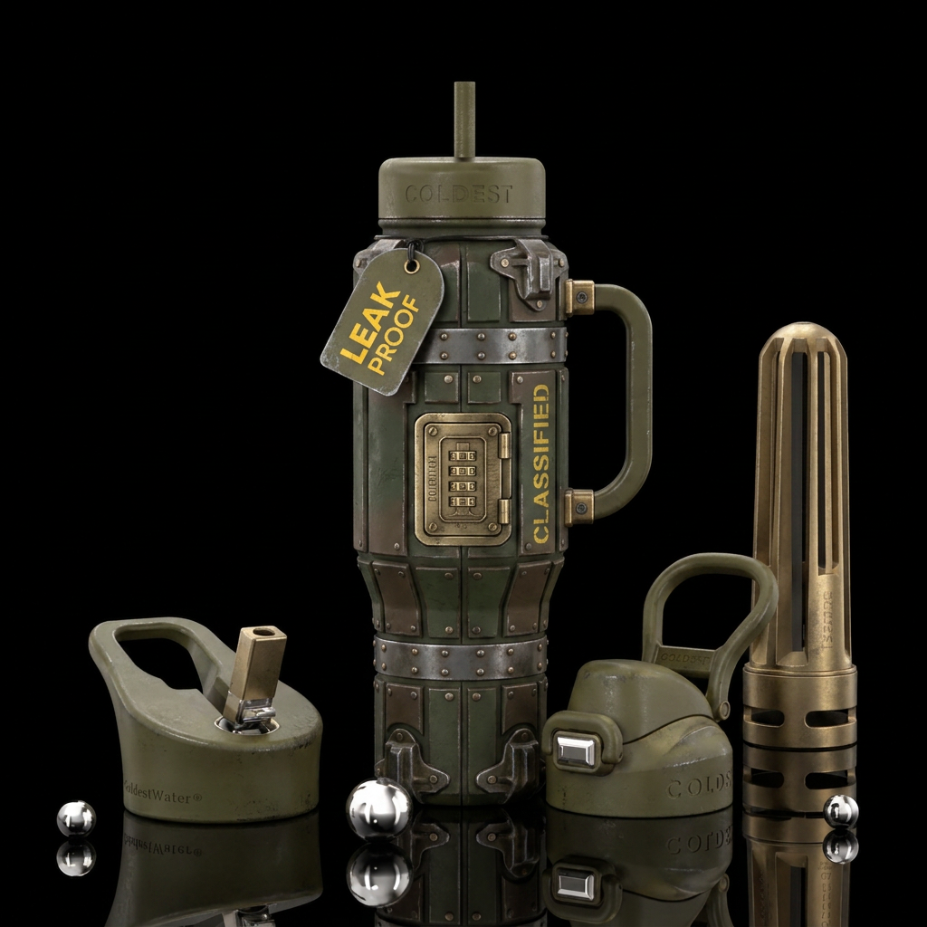 Mystery crate water bottle design