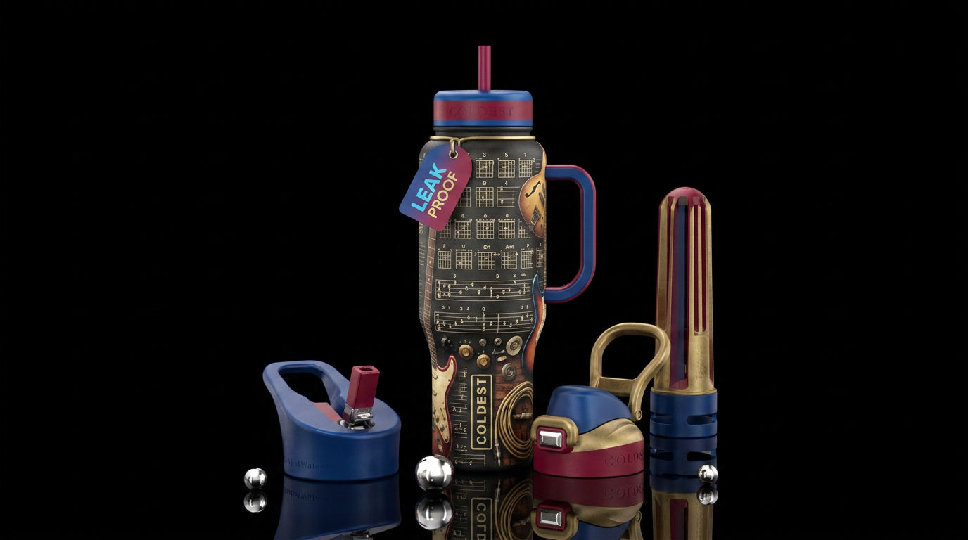 Guitars tabs water bottle design