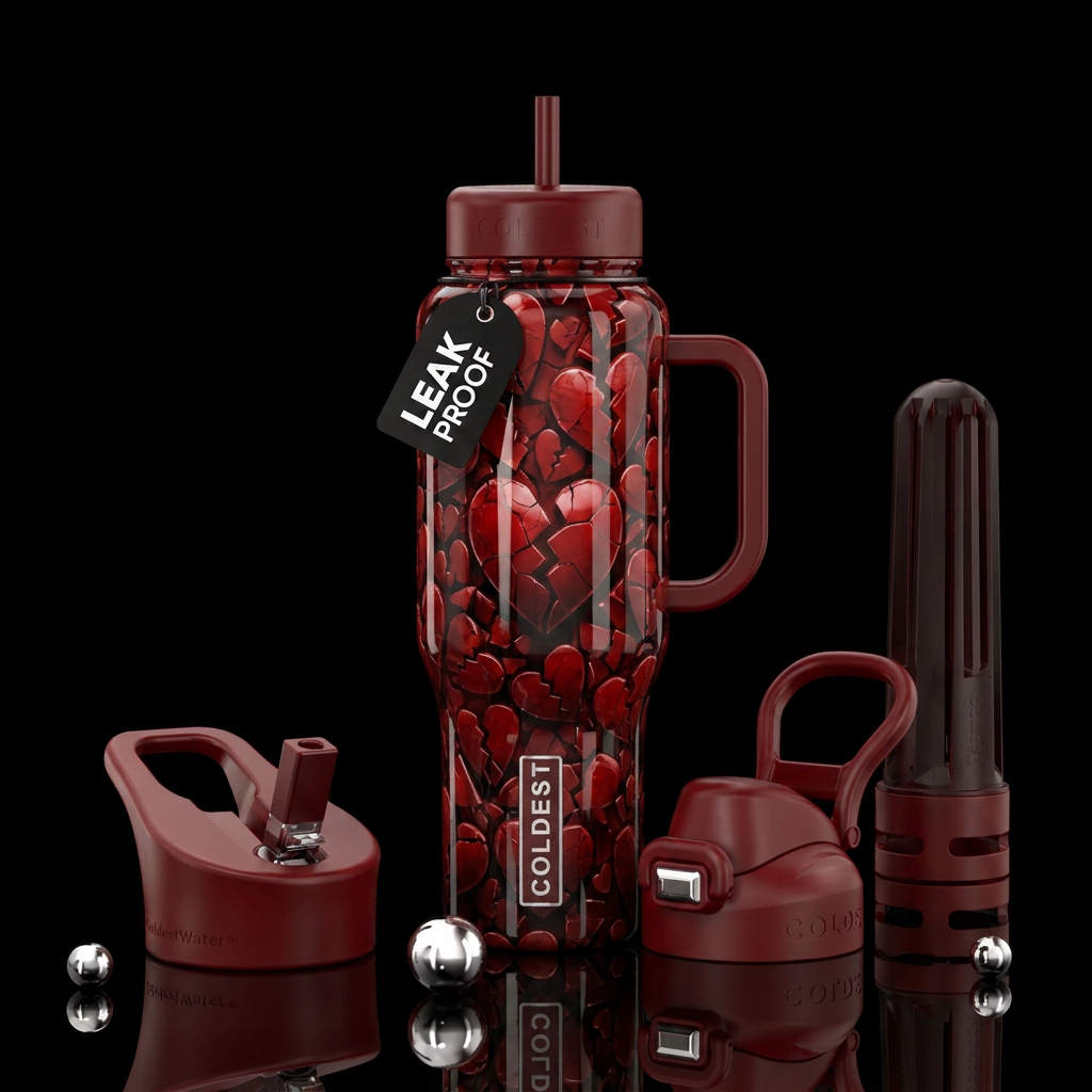 Heart broken water bottle design