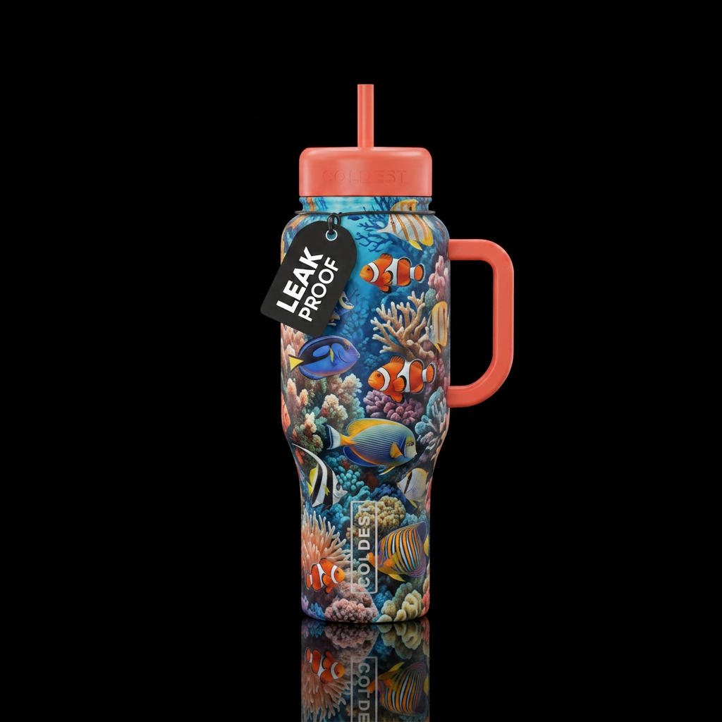 Coral reef fish so pretty water bottle design