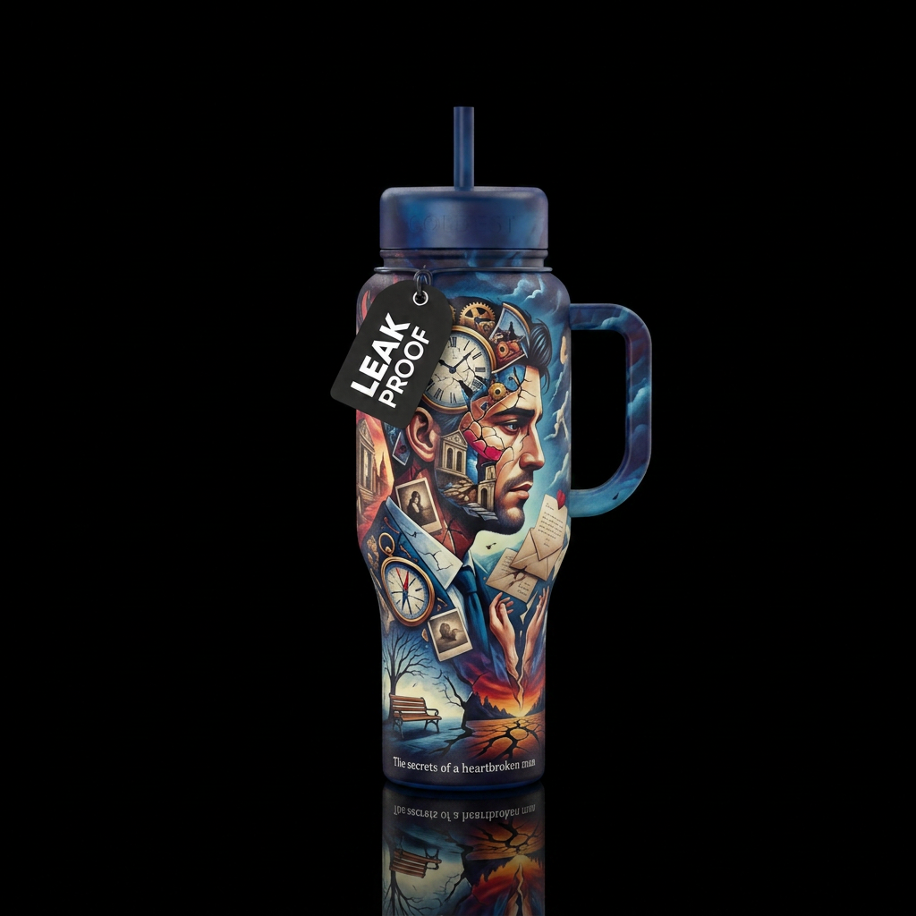 The secrets of a heartbroken man water bottle design