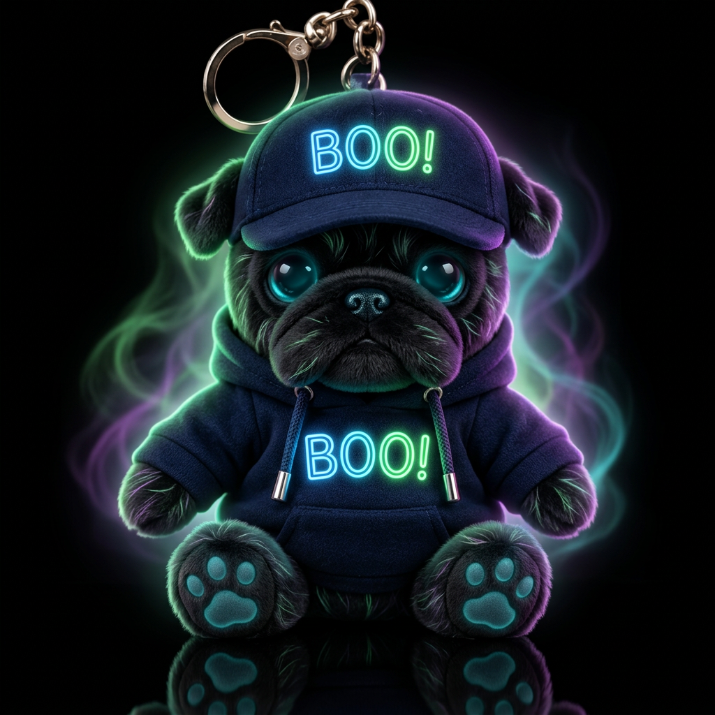 Haunted bulldog, dreamy, neon water bottle design
