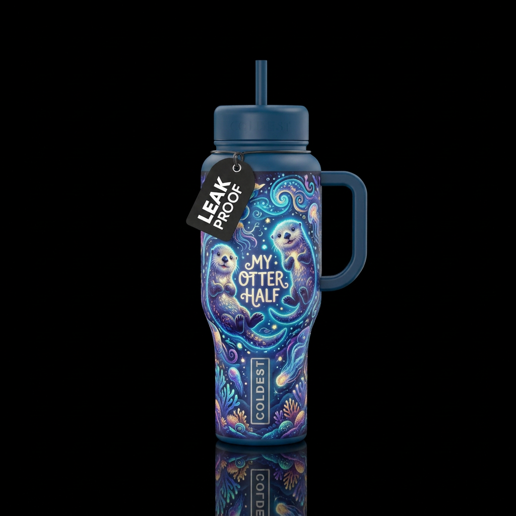 My otter half, glowie, magical, beautiul, whimsica... water bottle design
