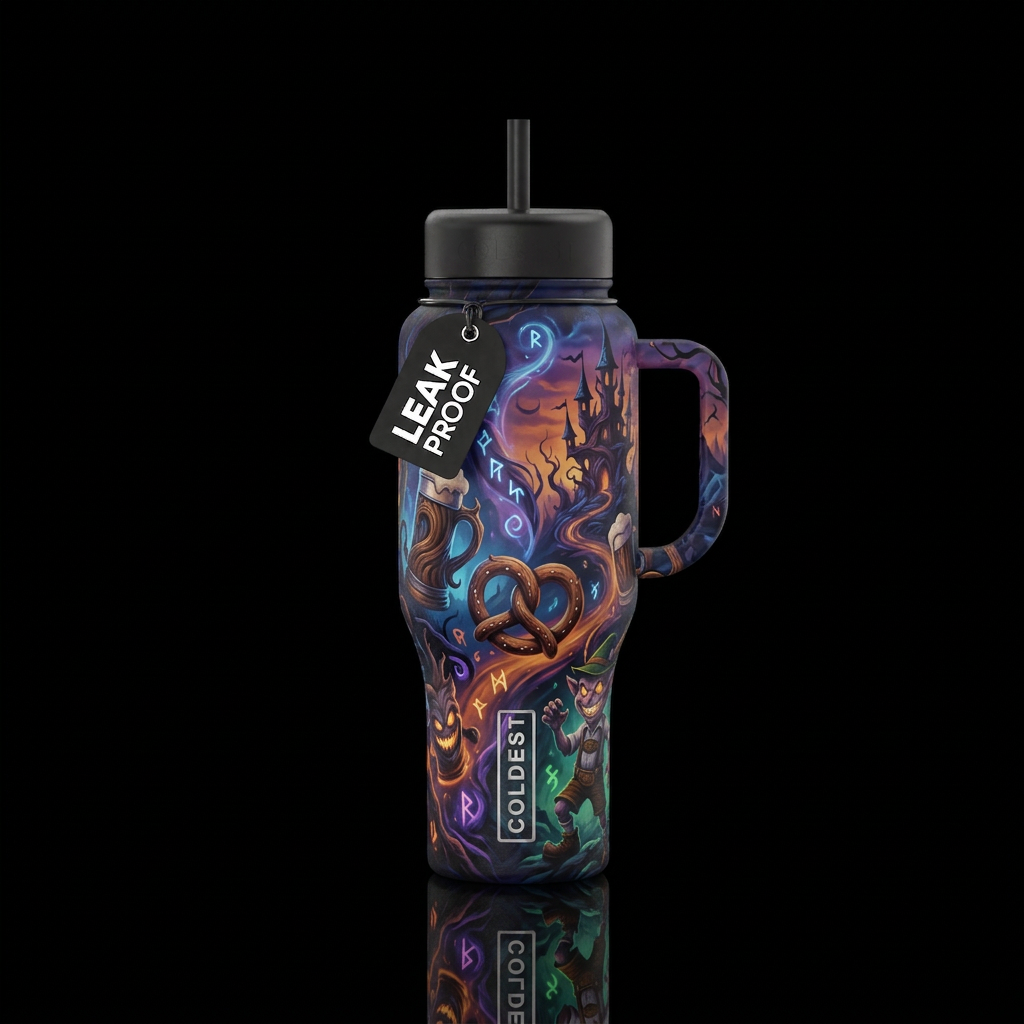 oktoberfest, scary, dark mood, magic, darkness, ab... water bottle design
