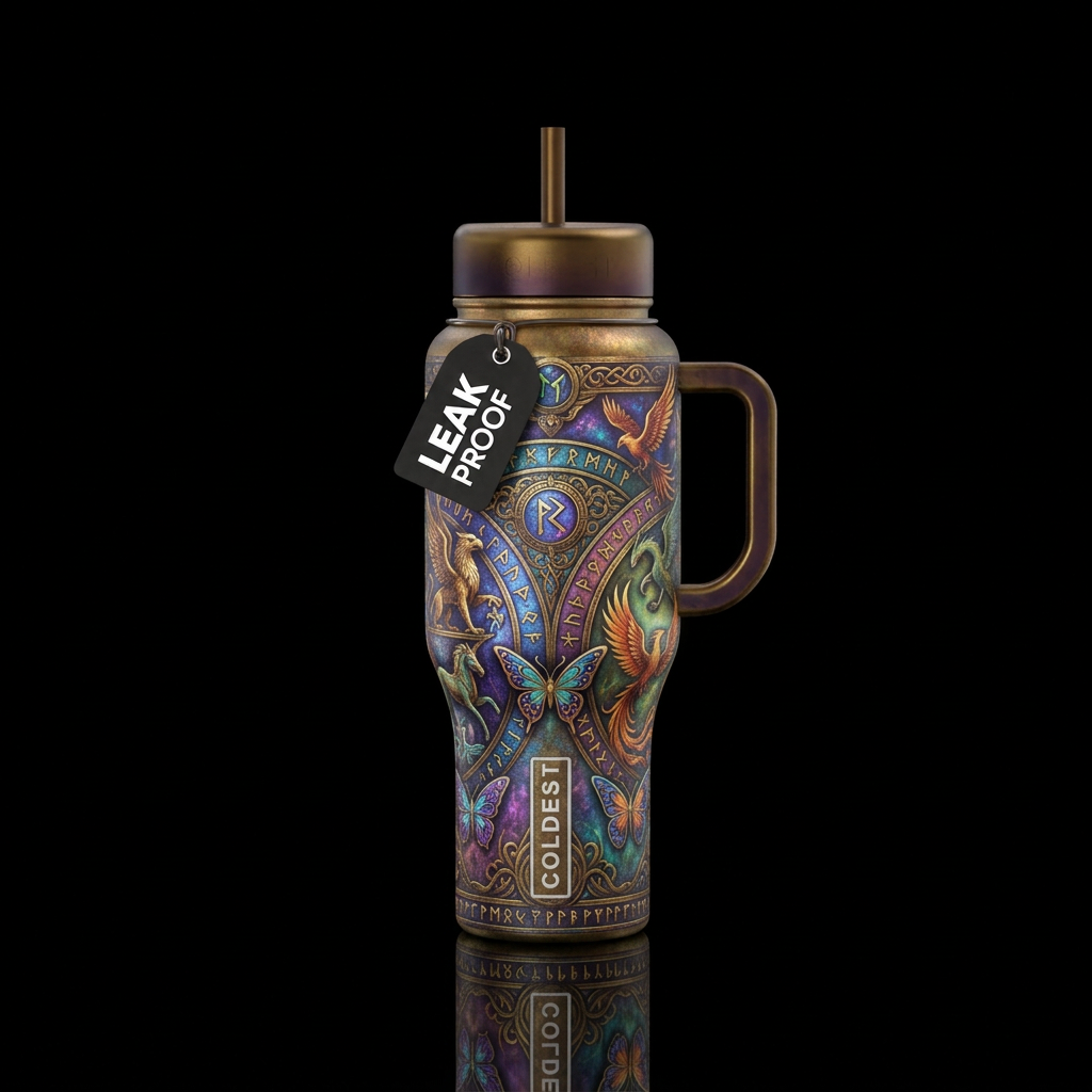 magical, fantasy, ancient, butterfly, mythical water bottle design