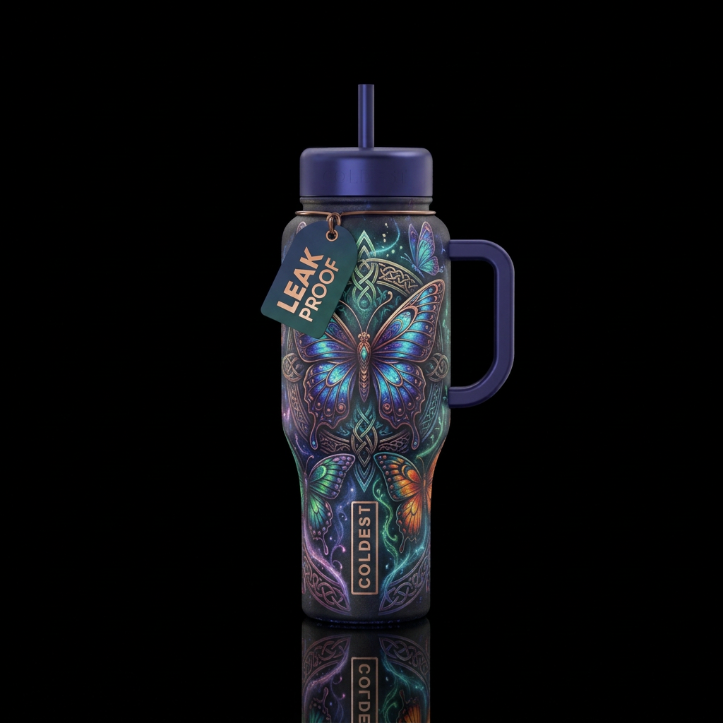 magical, fantasy, ancient, butterfly, mythical water bottle design
