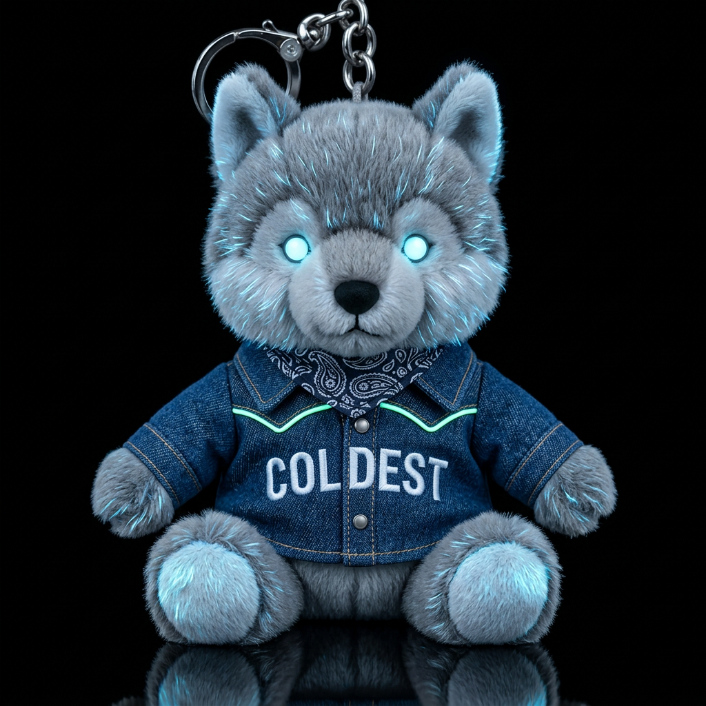 Glowing wolf, neon water bottle design