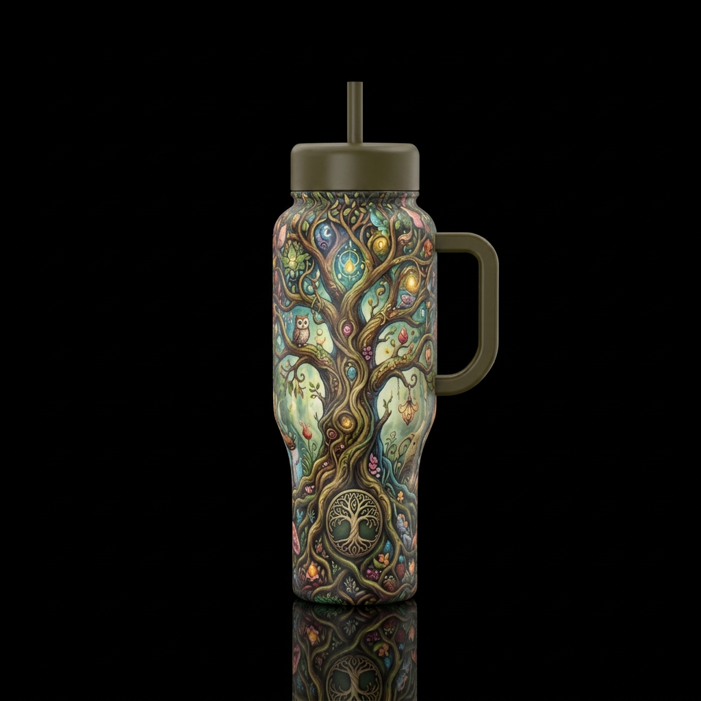Tree of life, magical, fantasy, whimsical, paintin... water bottle design