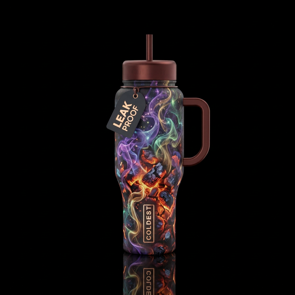Fiery embers with mythical, magical and whimsical ... water bottle design