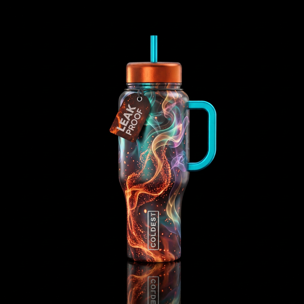 Fiery embers with mythical, magical and whimsical ... water bottle design