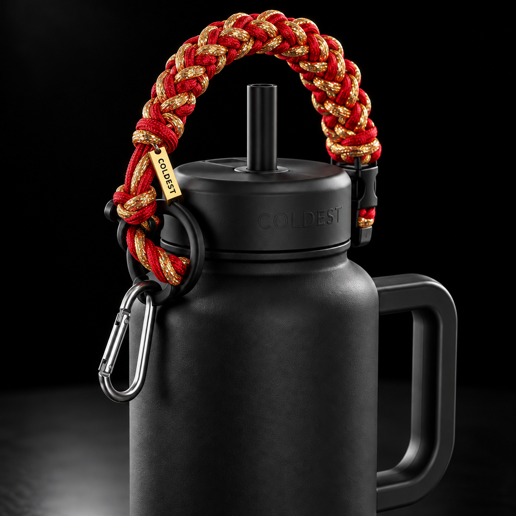 Holiday tinsel water bottle design