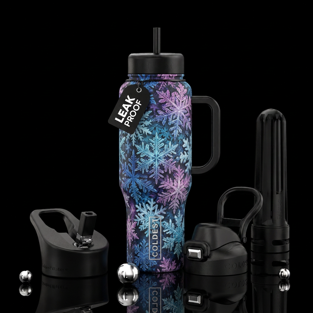 Snowflakes, water bottle design