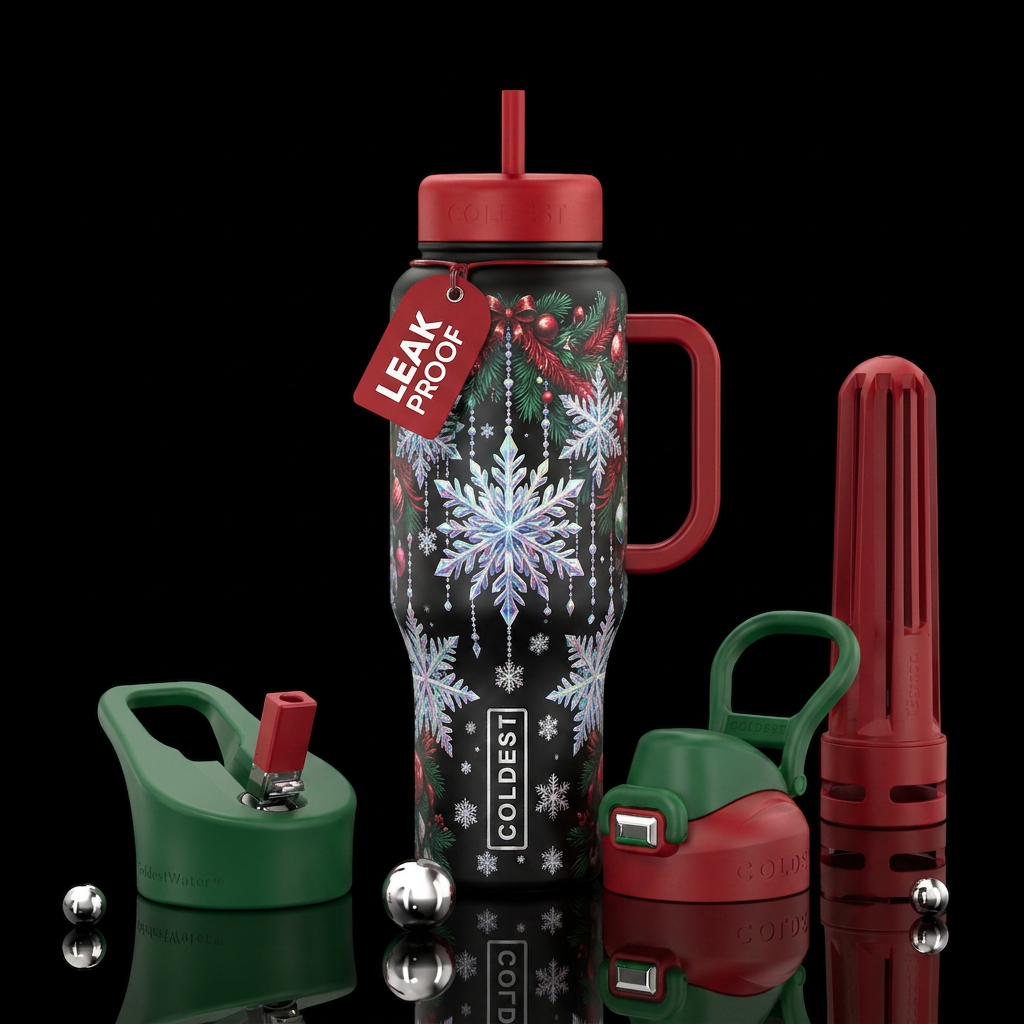 Snowflakes, Christmas water bottle design