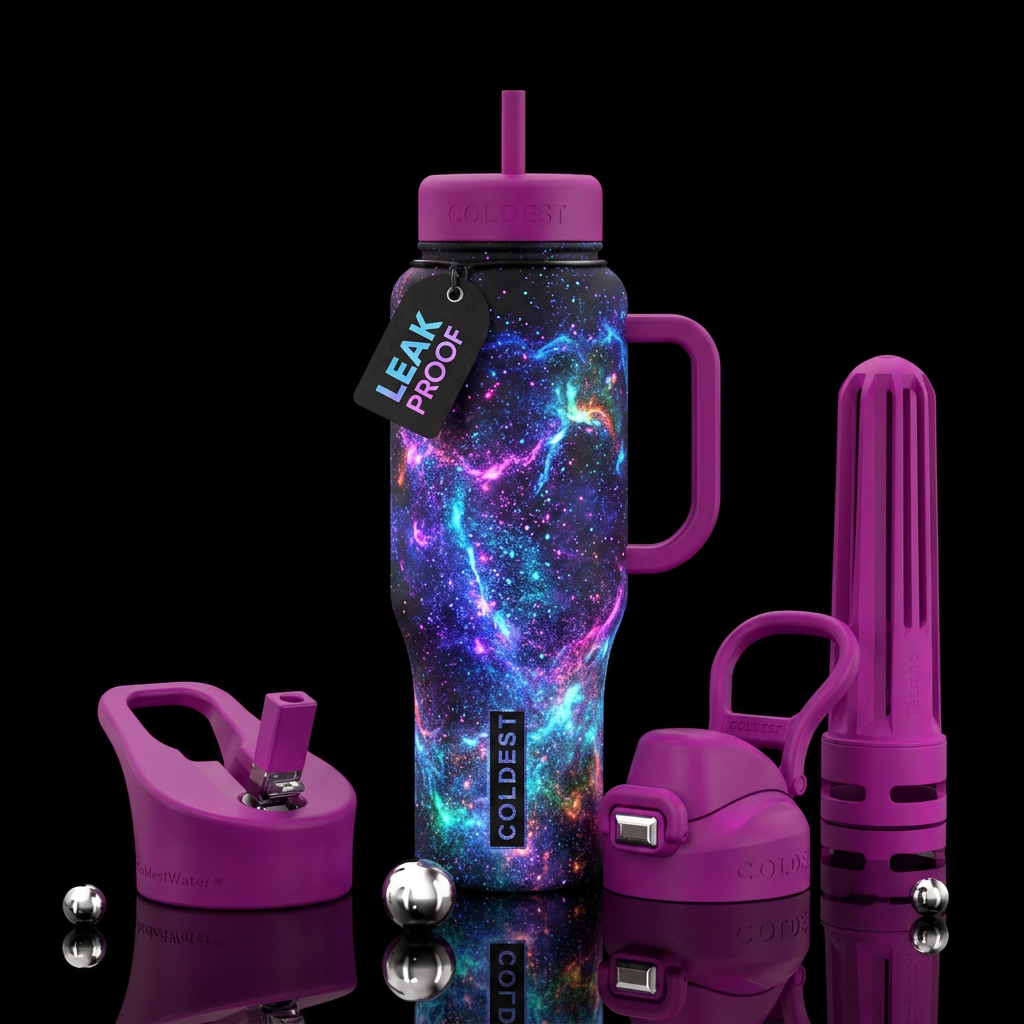Stardust neon water bottle design