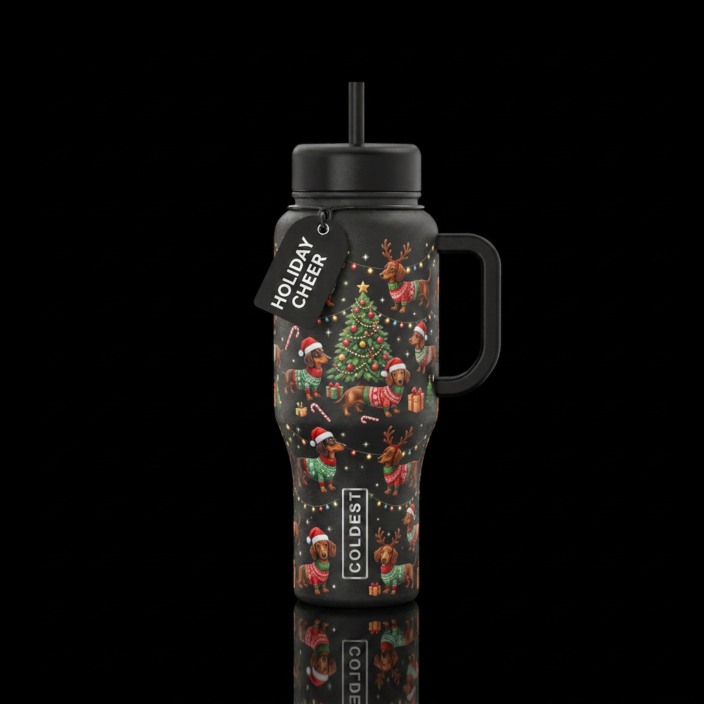 Weiner dog christmas water bottle design