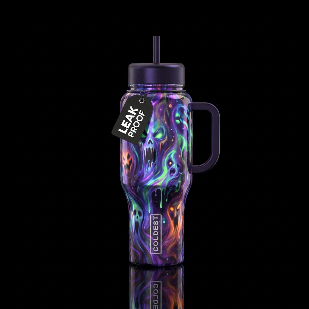 infrared, scary, magical, dripping, haunted water bottle design