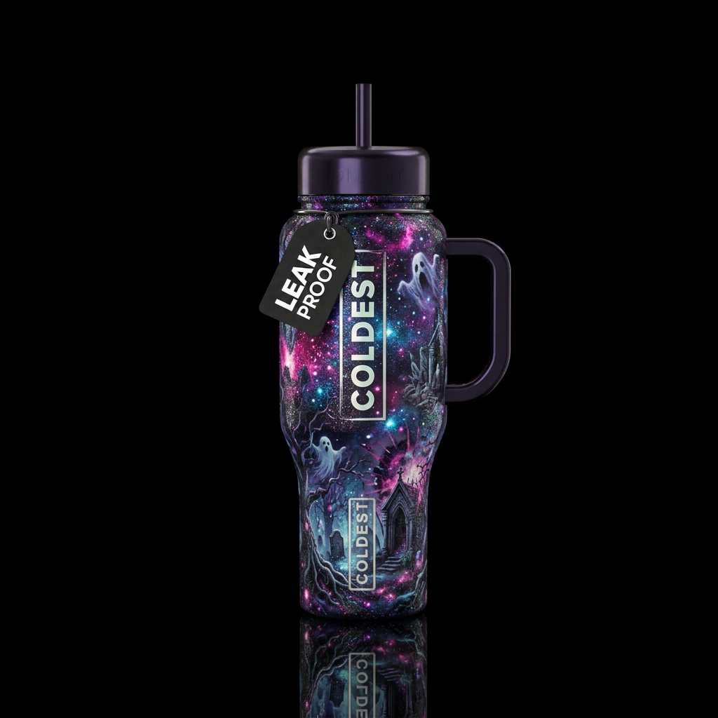 sparkly, scary, magical, explosive, dark mood, hau... water bottle design