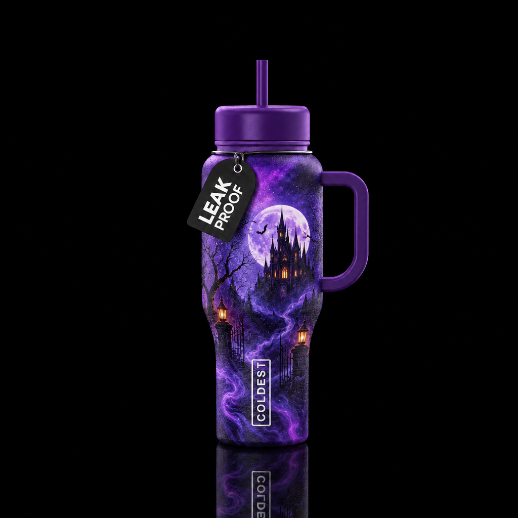 magical, haunted, abstract water bottle design