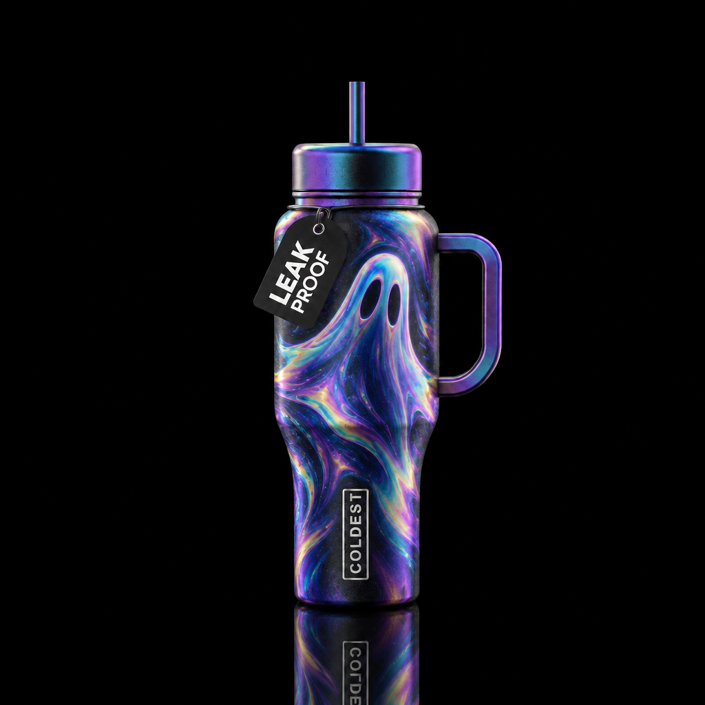 Irradescent  ghost abstract water bottle design