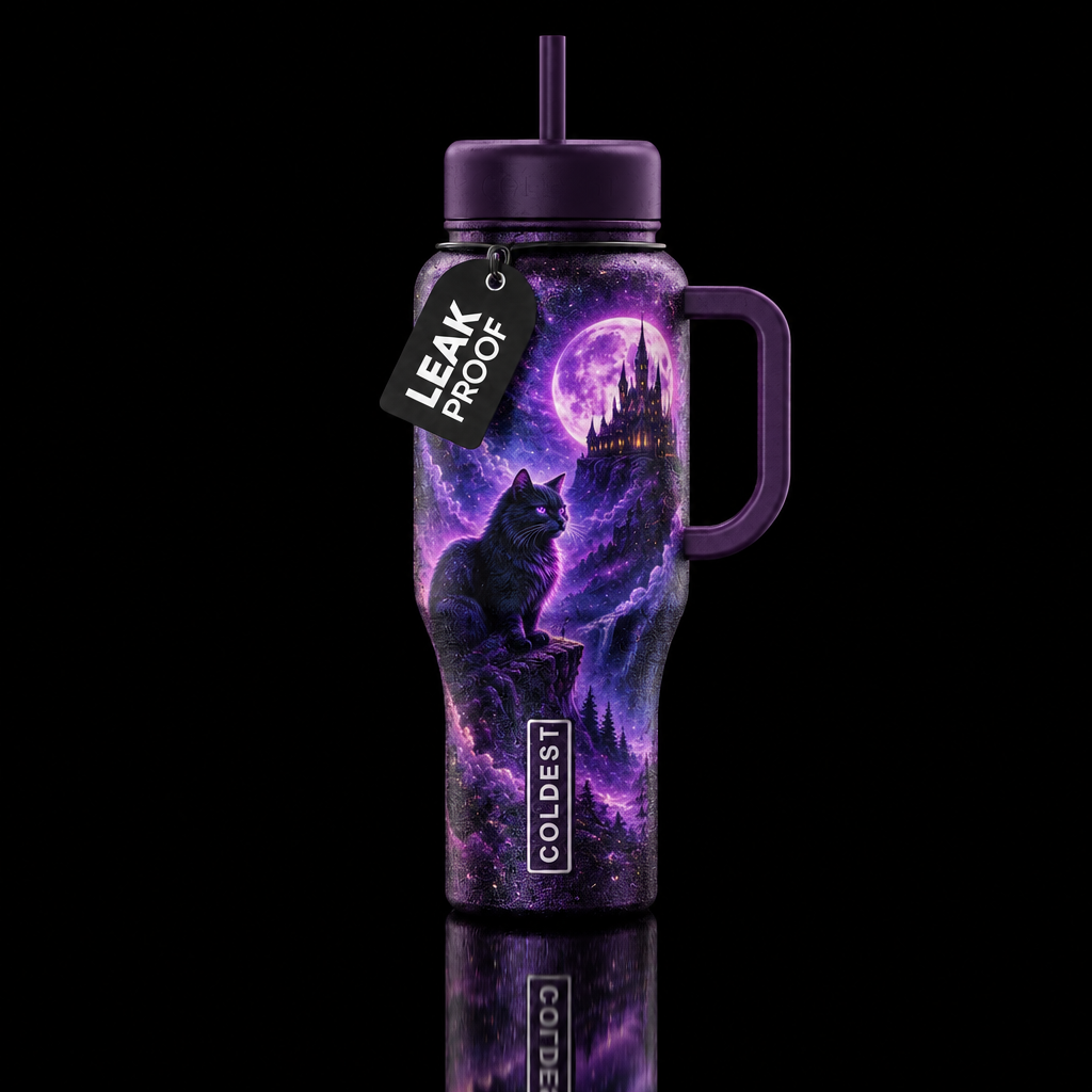 sparkly, scary, magical, whimsical, dark mood, mag... water bottle design