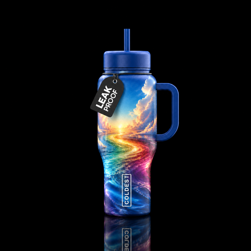 The flow of your rainbow water bottle design