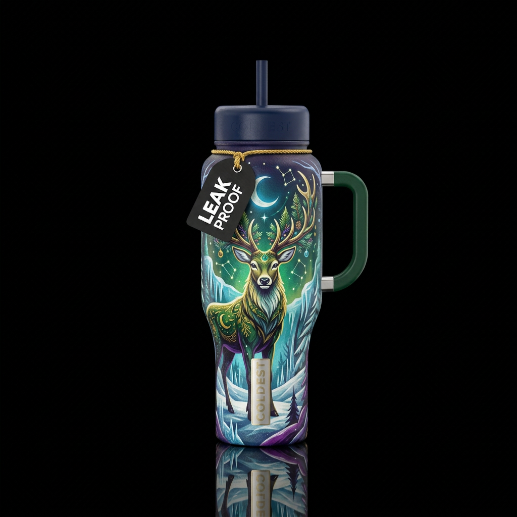 Yule solstice with the stag water bottle design