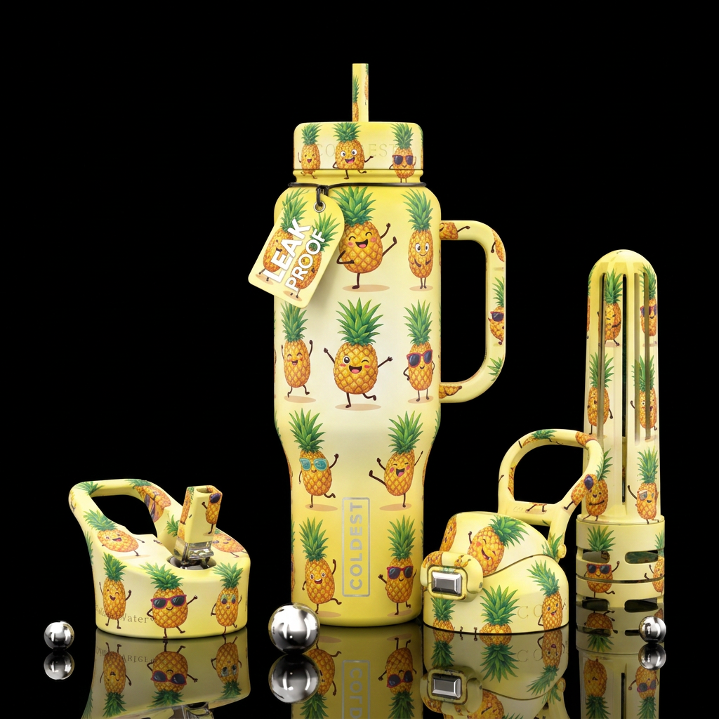 Dancing pineapples funny summer beach water bottle design