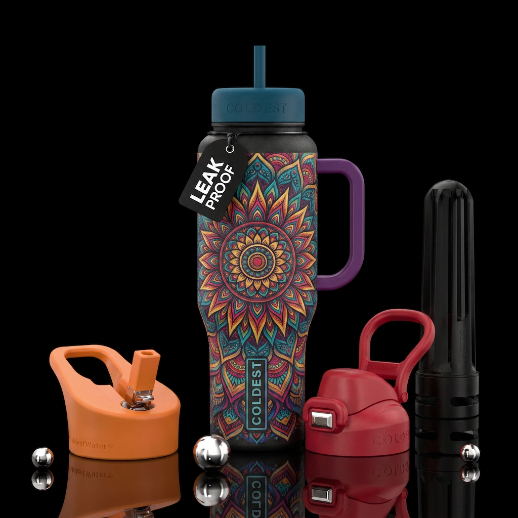 Mandala sun water bottle design