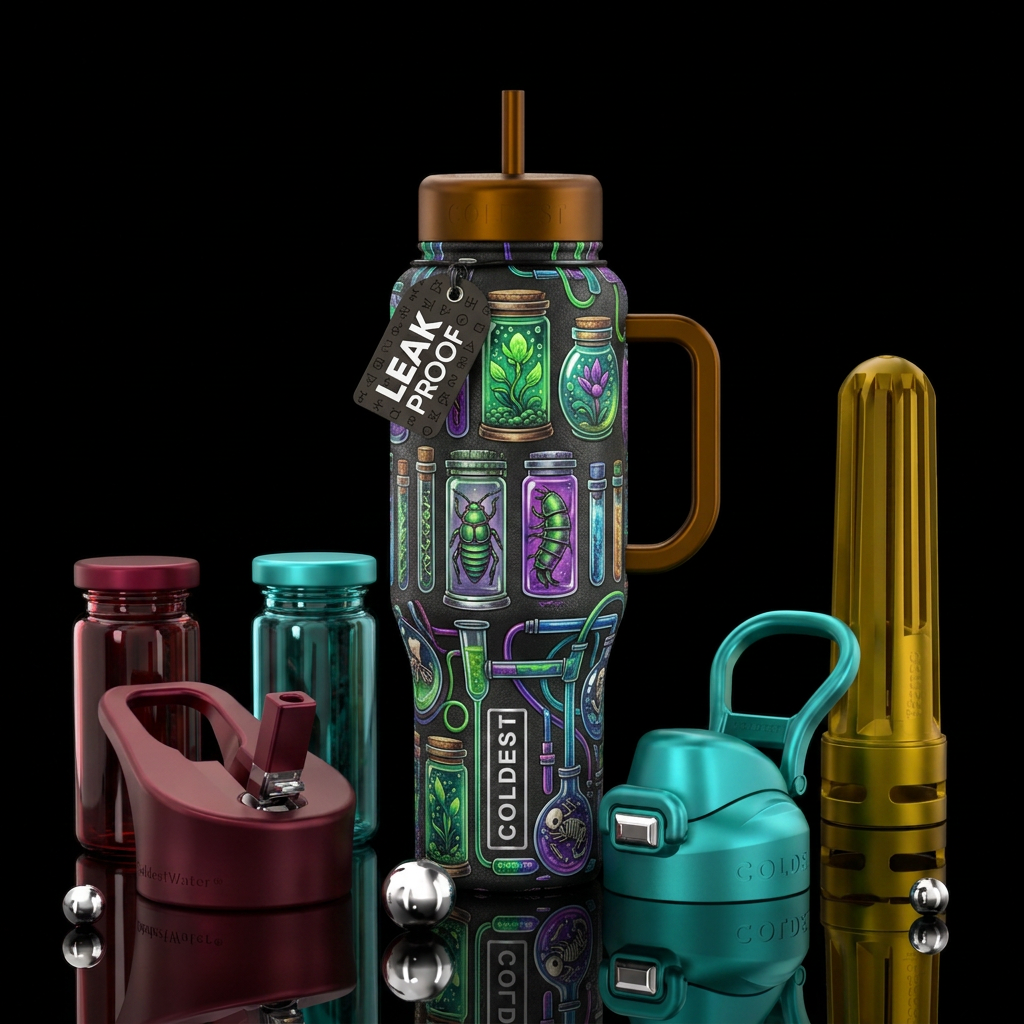 Mad scientist lab specimens experiment water bottle design