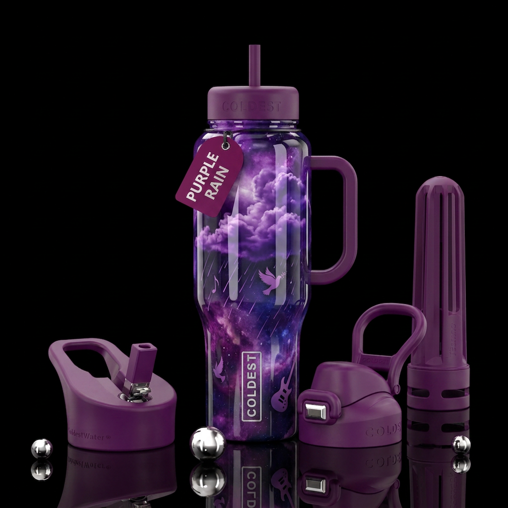 Purple rain when doves cry water bottle design