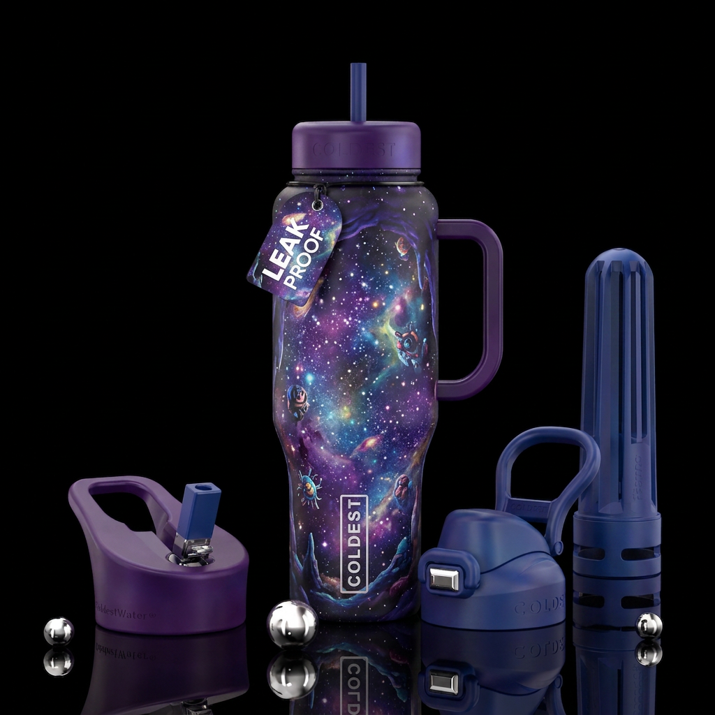 Underground galaxies water bottle design