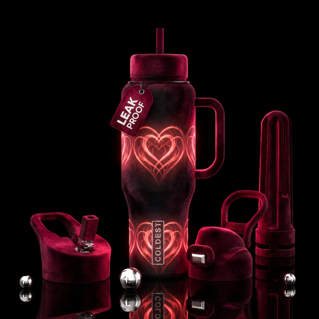 glowie, dark mood, valentines water bottle design