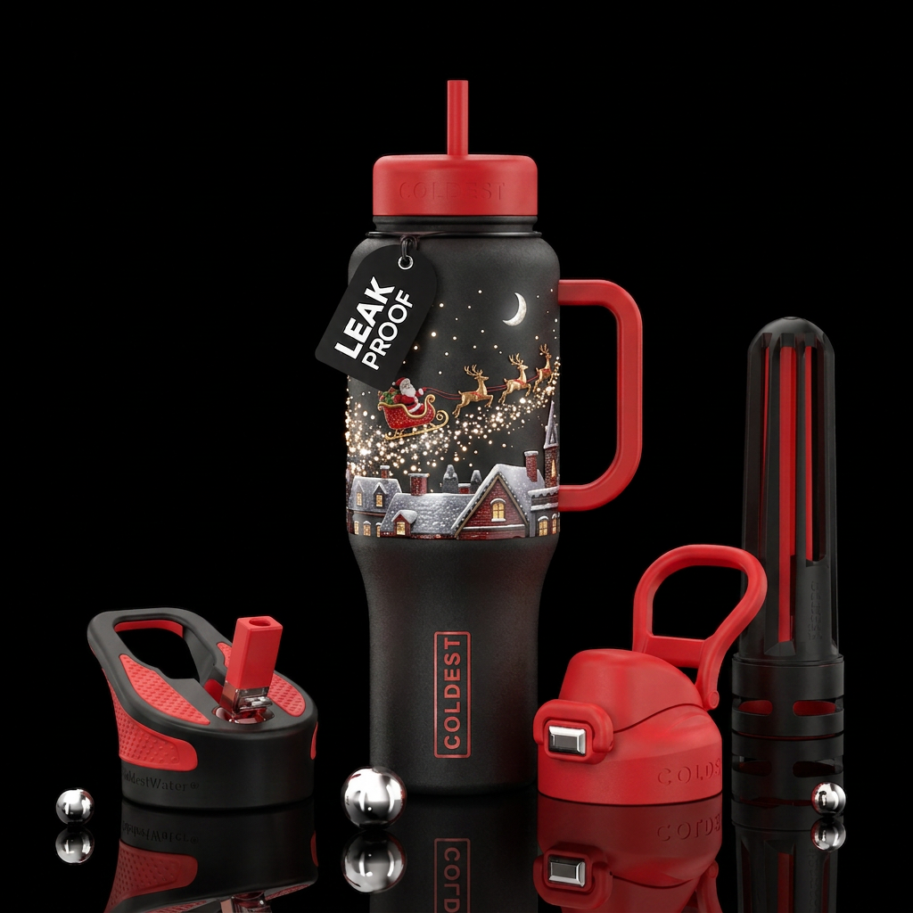Excitement on Christmas eve water bottle design