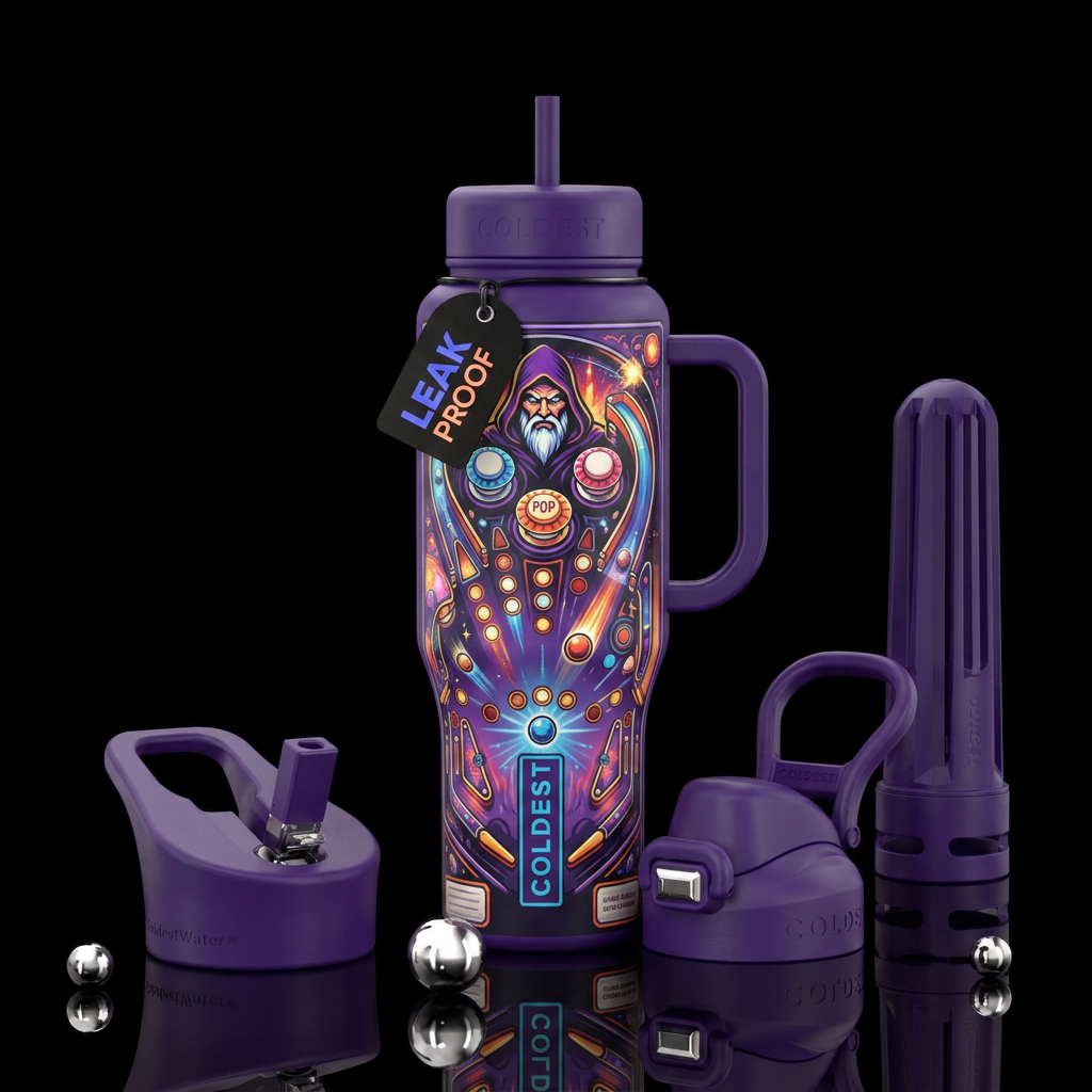 Pinball wizard water bottle design