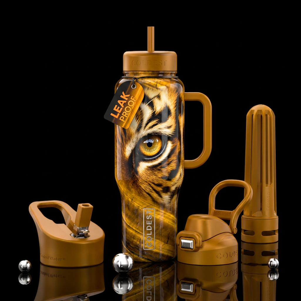 Eye of the tiger water bottle design