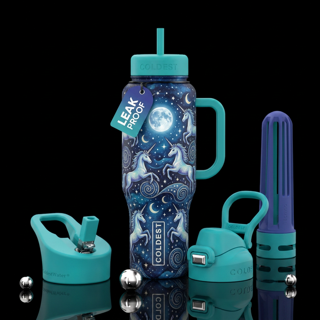 Moonlight unicorns with spirals and stars bottle t... water bottle design