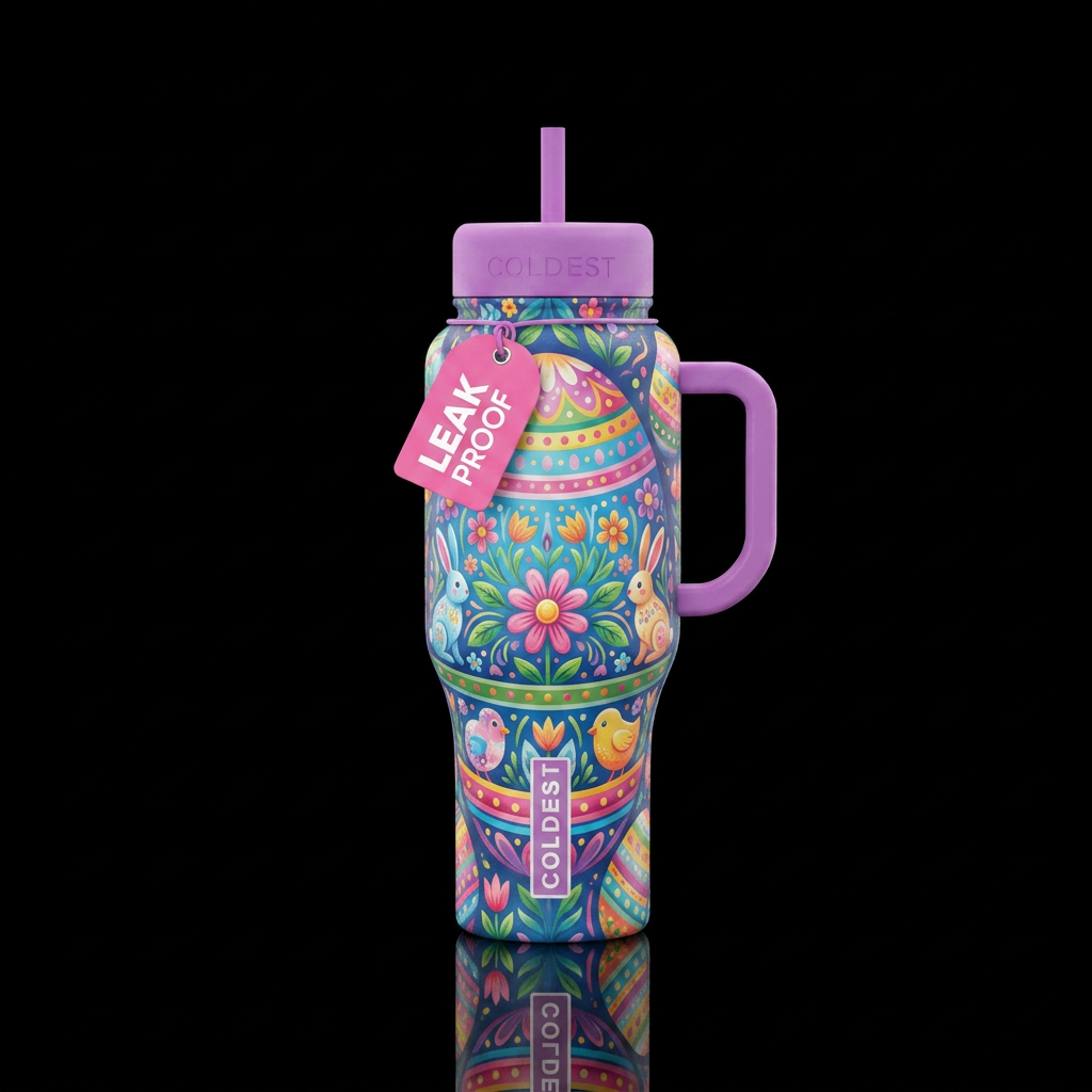 One big Easter egg print on whole bottle water bottle design