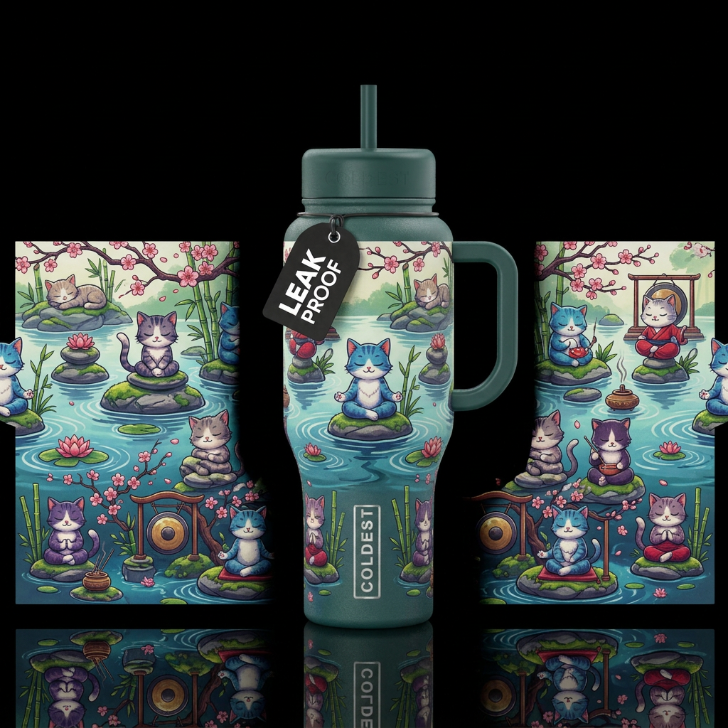 Zen kittens water bottle design