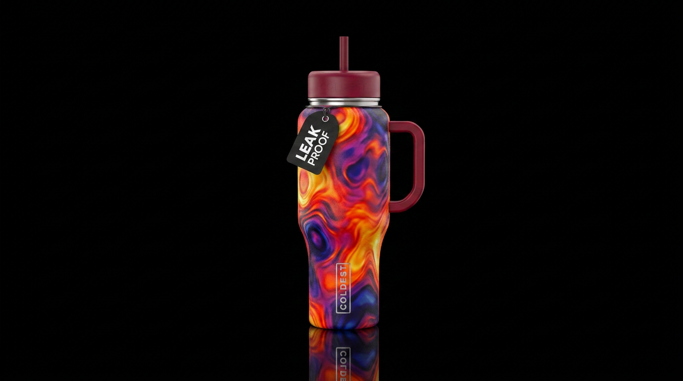 Colorful abstract heating three dimensional space water bottle design