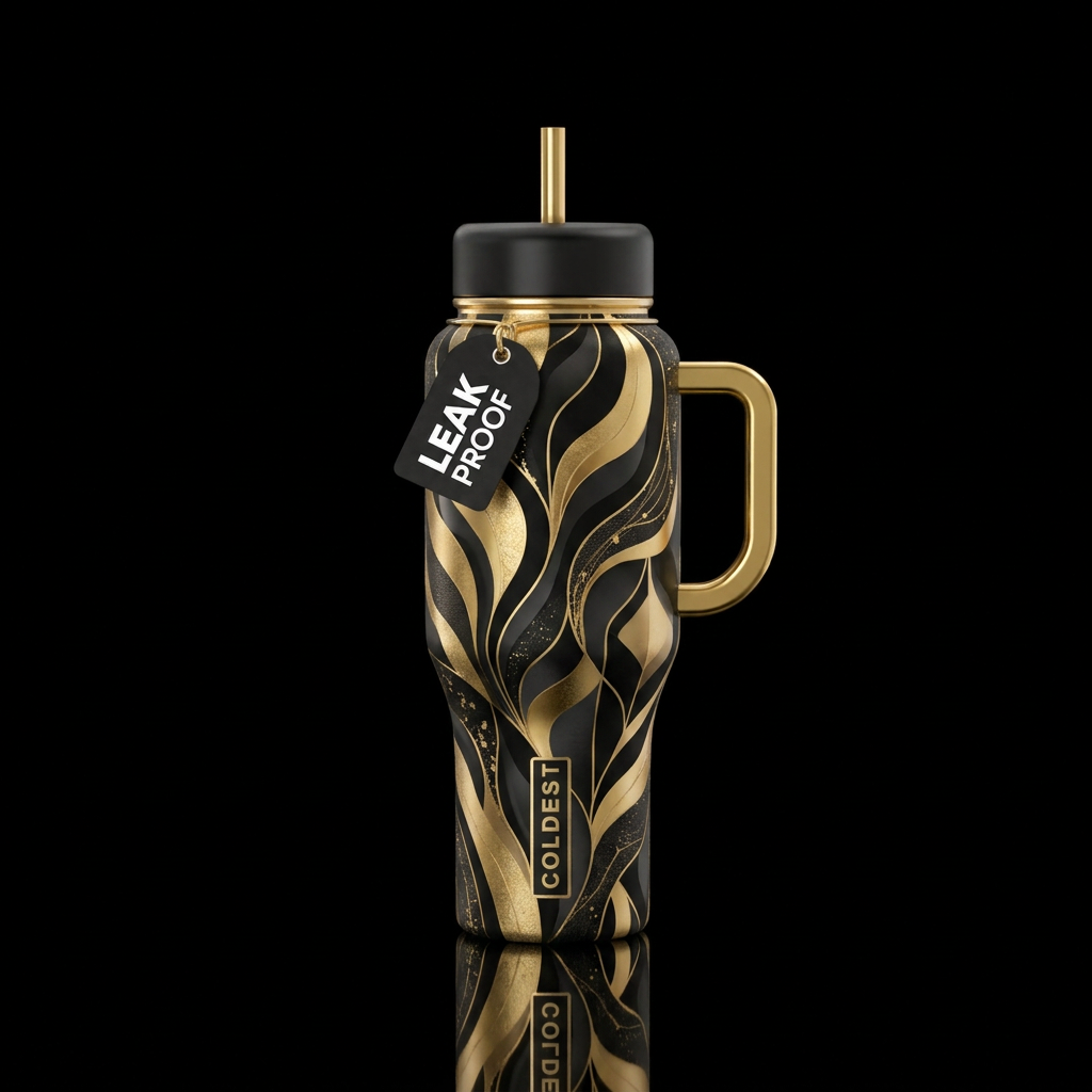 Black tie servic water bottle design