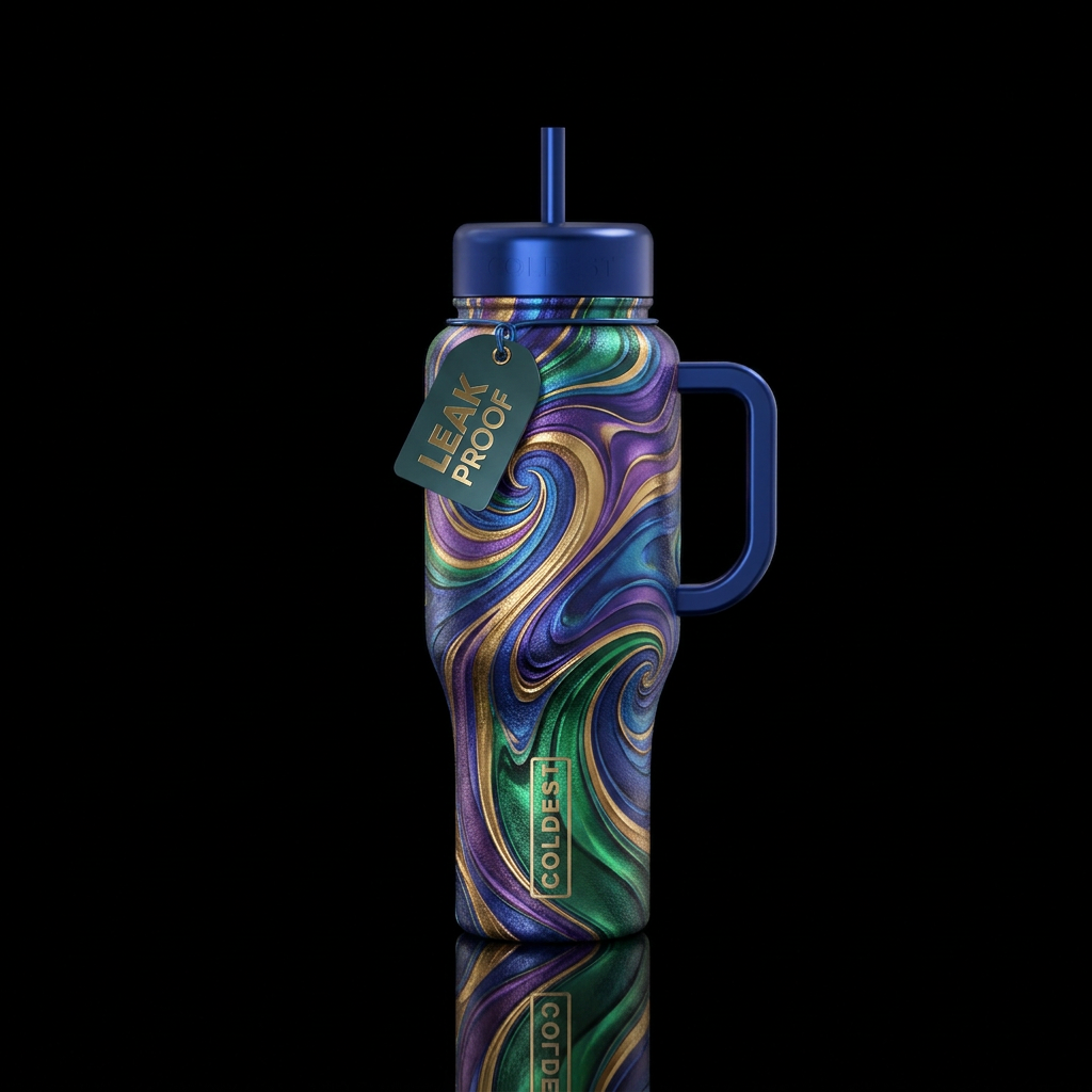 luxurious, swirls, inbued water bottle design