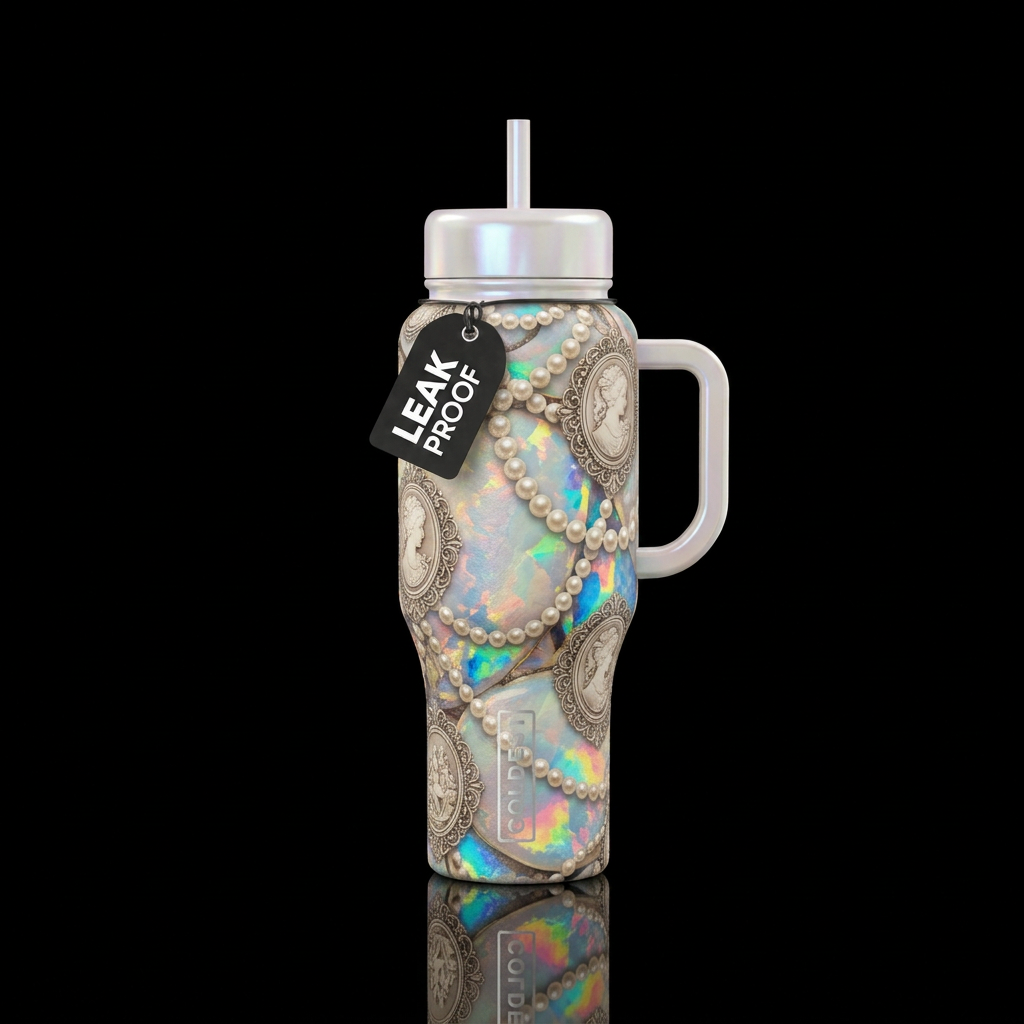 Cameo string of pearls opal vintage water bottle design
