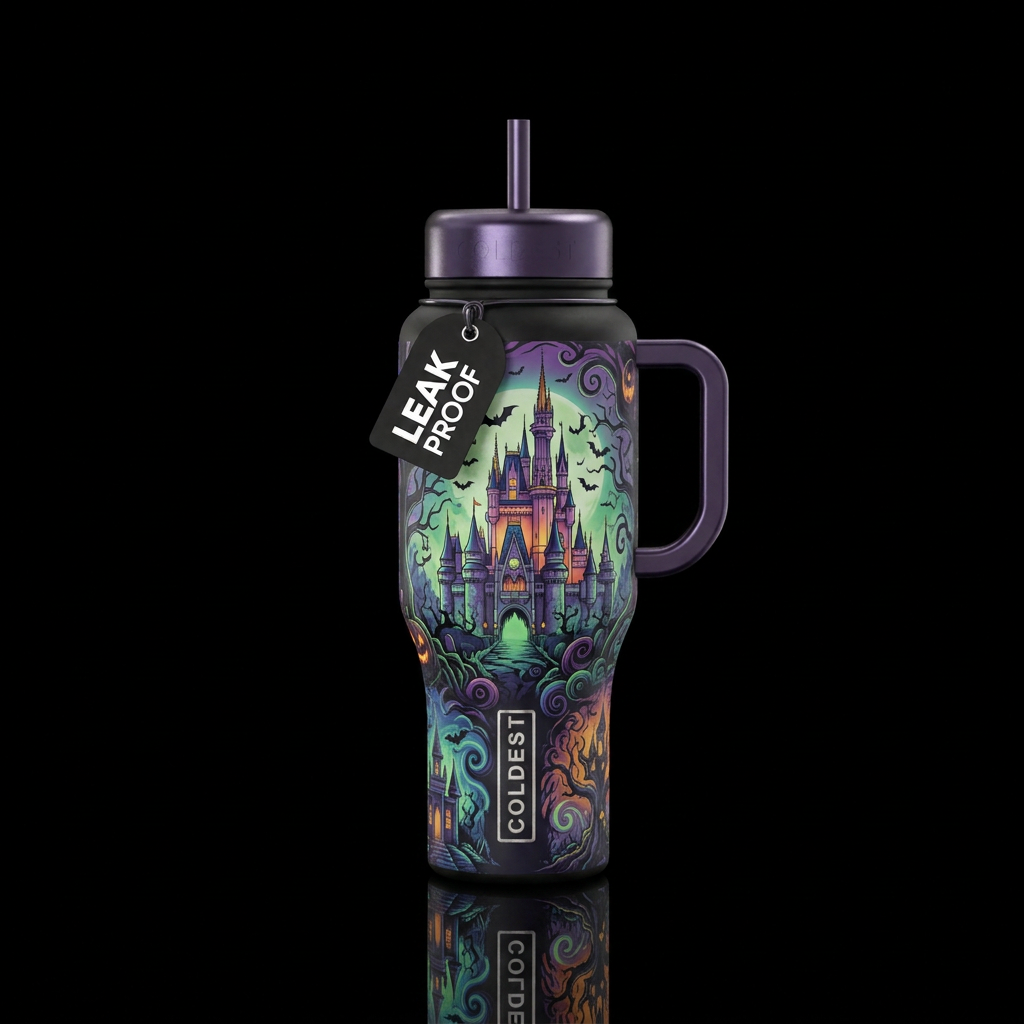 haunted Magic kingdom water bottle design