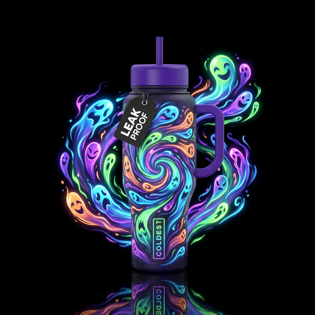 Poltergeist,  lost souls,, darkness make cheerful water bottle design